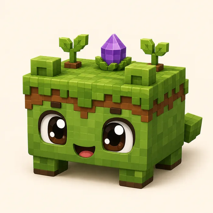 Mascote do Mundo dos Blocos acenando