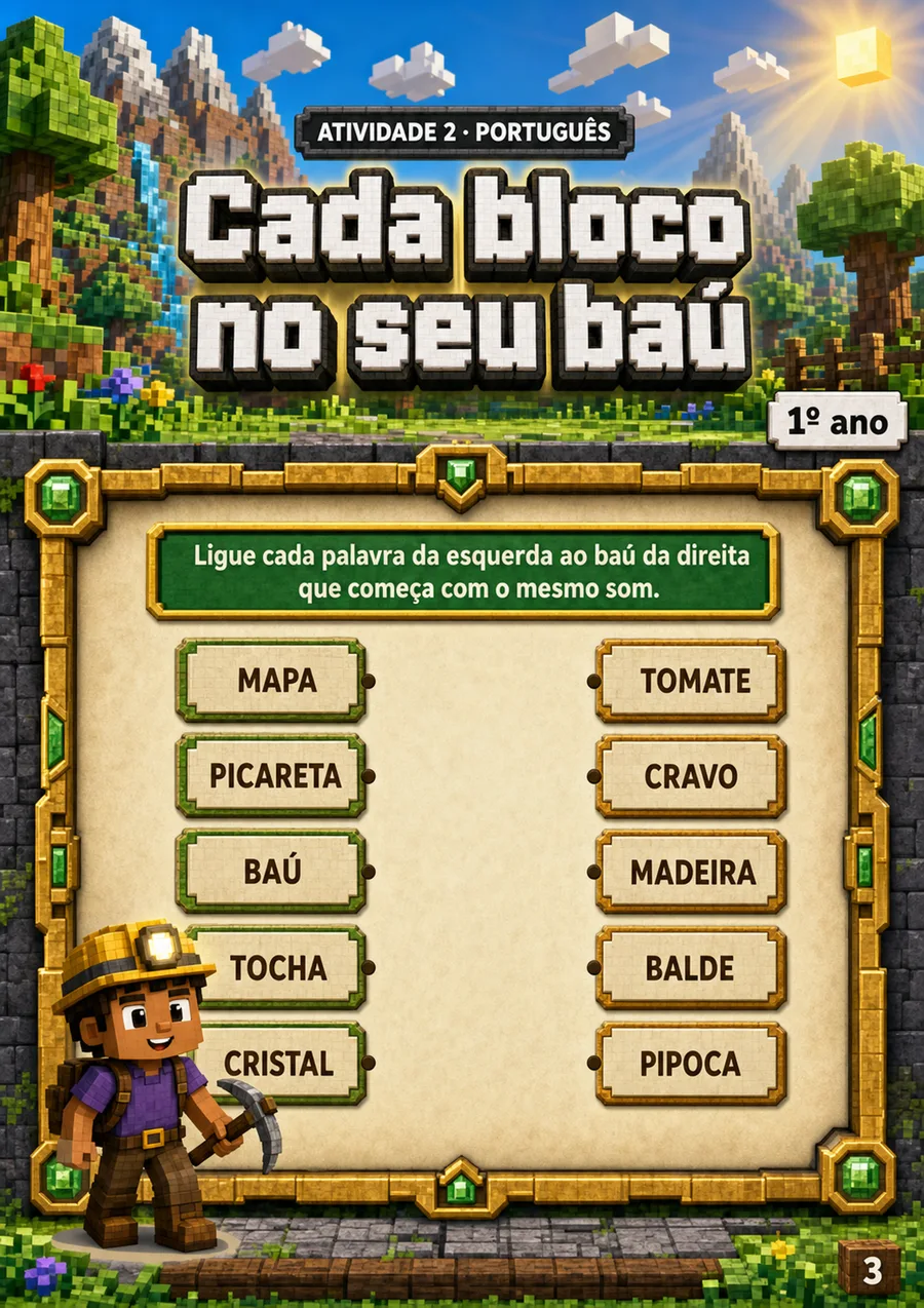 Página de atividade: Separação de sílabas
